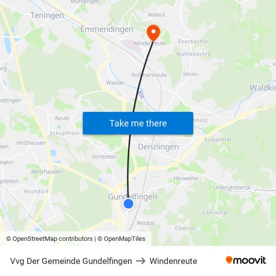 Vvg Der Gemeinde Gundelfingen to Windenreute map