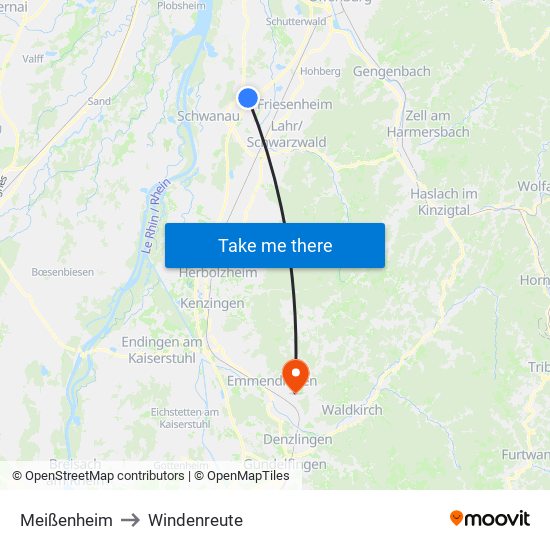 Meißenheim to Windenreute map