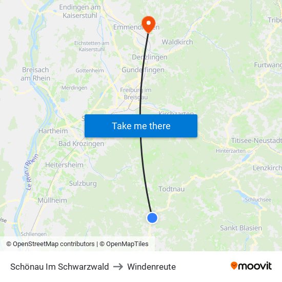 Schönau Im Schwarzwald to Windenreute map