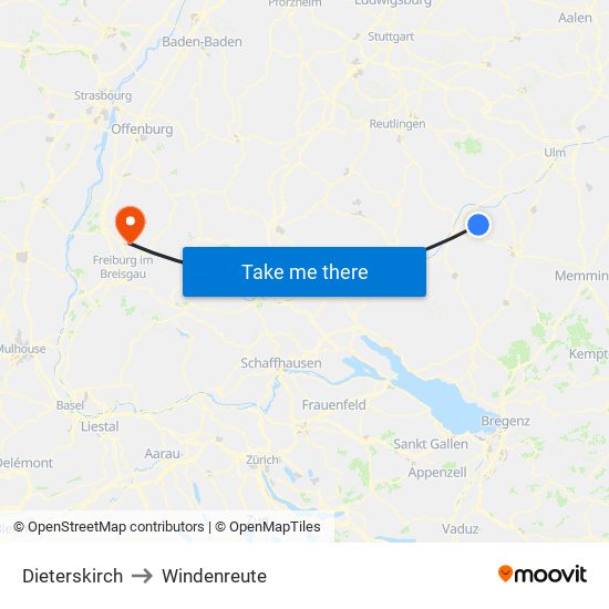 Dieterskirch to Windenreute map