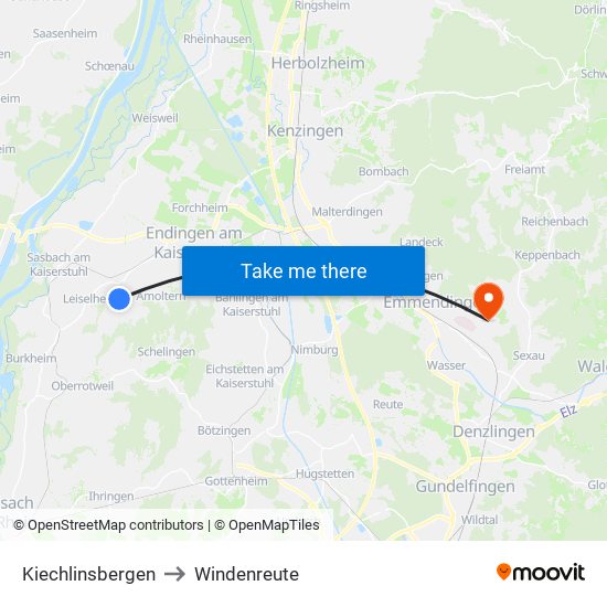 Kiechlinsbergen to Windenreute map