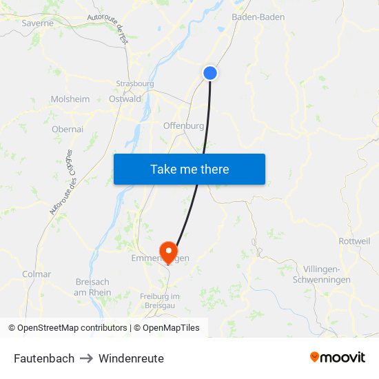 Fautenbach to Windenreute map