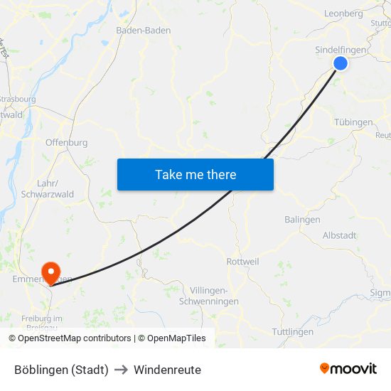 Böblingen (Stadt) to Windenreute map