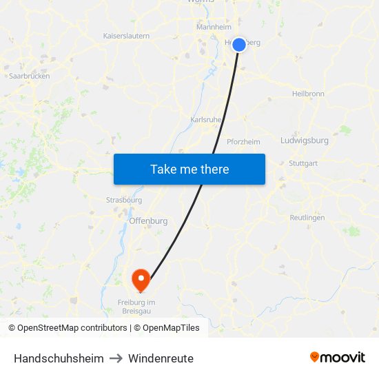 Handschuhsheim to Windenreute map
