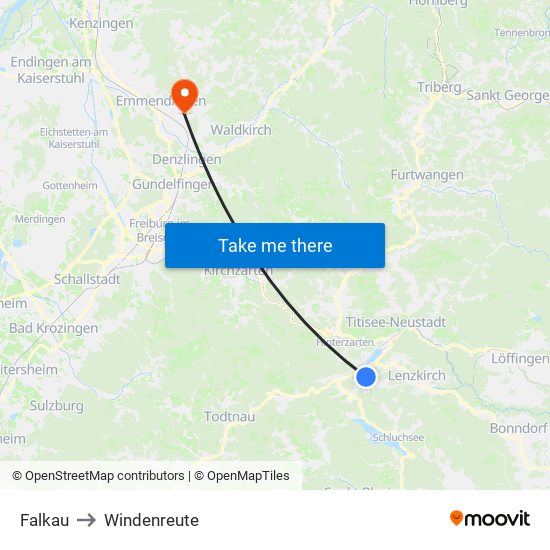 Falkau to Windenreute map
