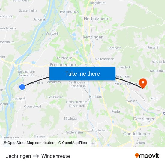 Jechtingen to Windenreute map