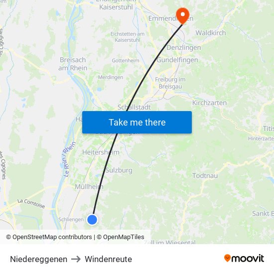 Niedereggenen to Windenreute map