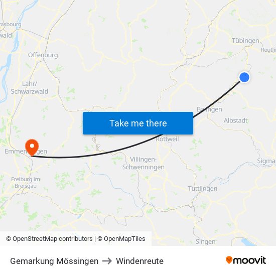 Gemarkung Mössingen to Windenreute map