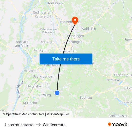 Untermünstertal to Windenreute map