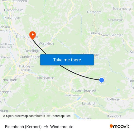 Eisenbach (Kernort) to Windenreute map