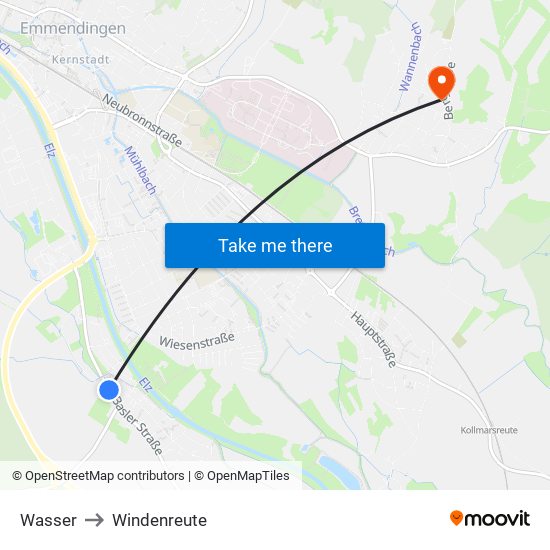 Wasser to Windenreute map
