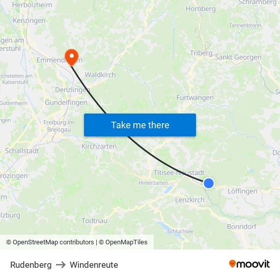 Rudenberg to Windenreute map