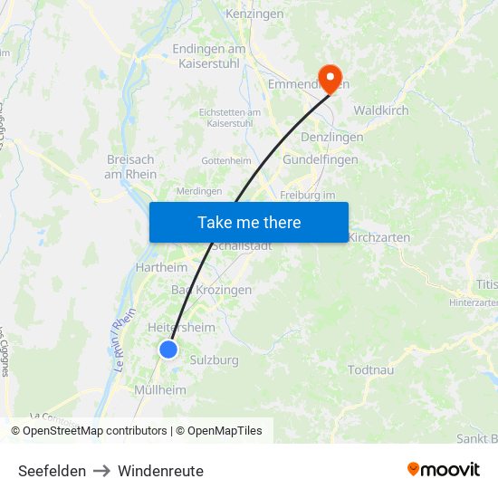 Seefelden to Windenreute map