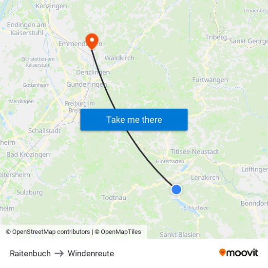 Raitenbuch to Windenreute map