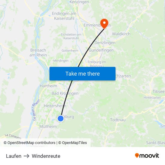 Laufen to Windenreute map
