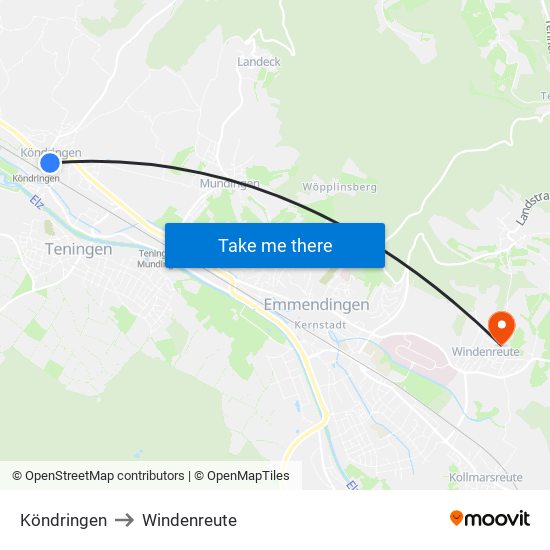 Köndringen to Windenreute map