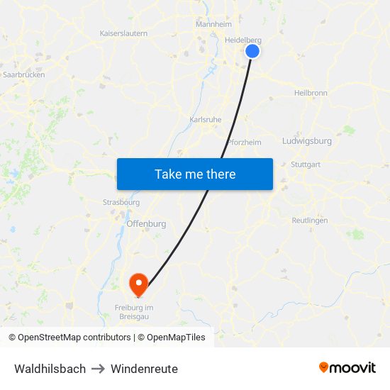 Waldhilsbach to Windenreute map