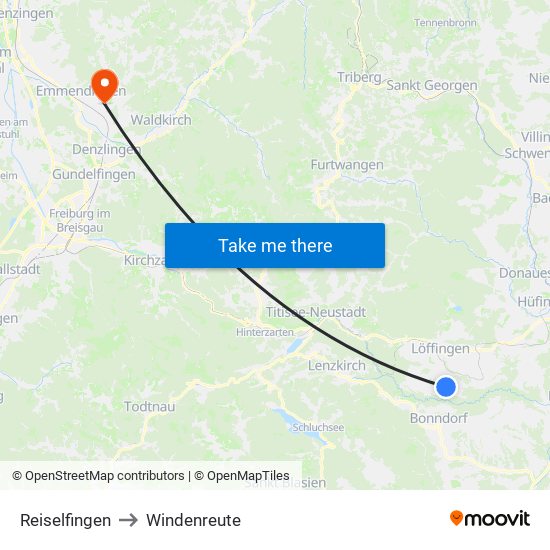 Reiselfingen to Windenreute map