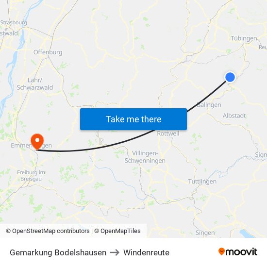 Gemarkung Bodelshausen to Windenreute map