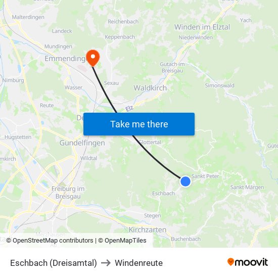 Eschbach (Dreisamtal) to Windenreute map