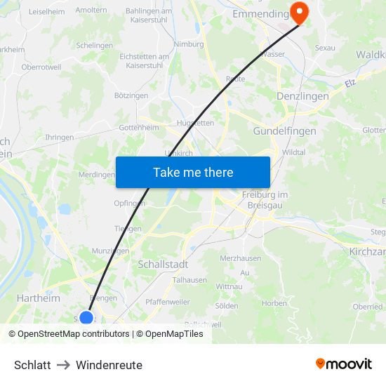 Schlatt to Windenreute map