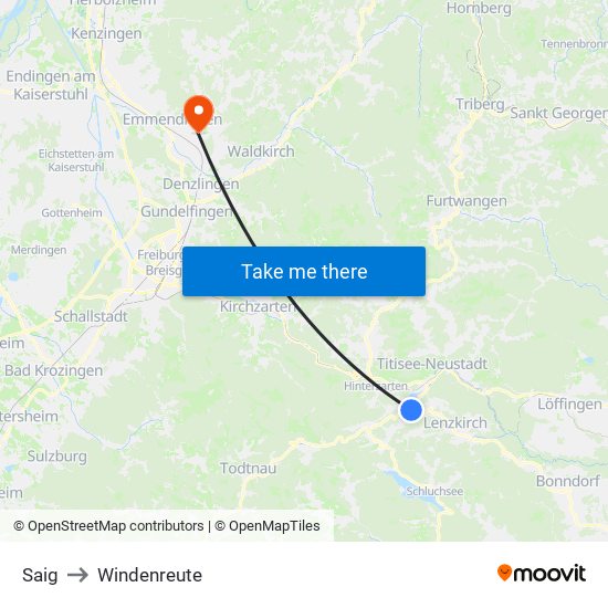 Saig to Windenreute map