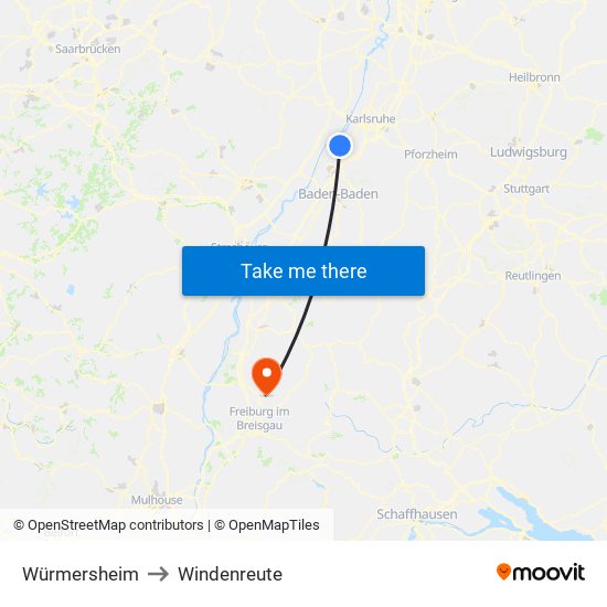 Würmersheim to Windenreute map