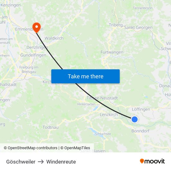 Göschweiler to Windenreute map