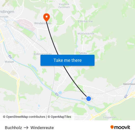 Buchholz to Windenreute map