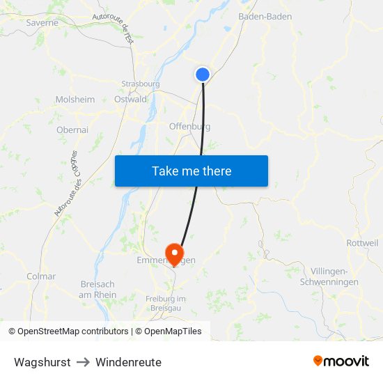 Wagshurst to Windenreute map