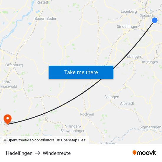 Hedelfingen to Windenreute map