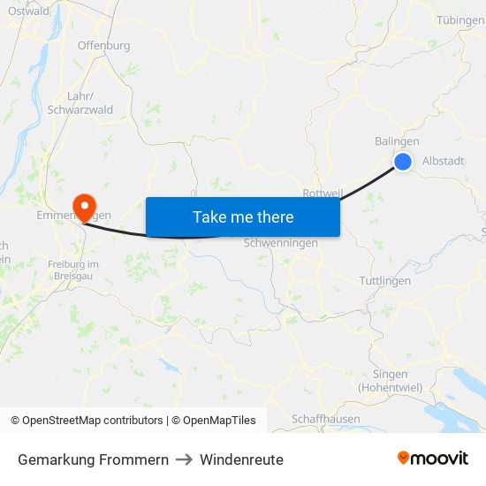 Gemarkung Frommern to Windenreute map