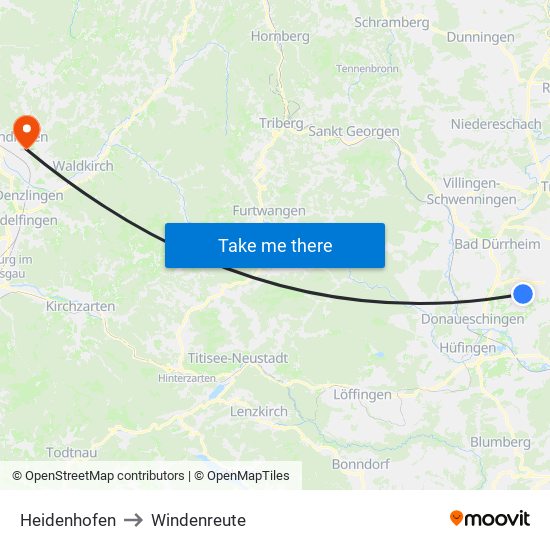 Heidenhofen to Windenreute map