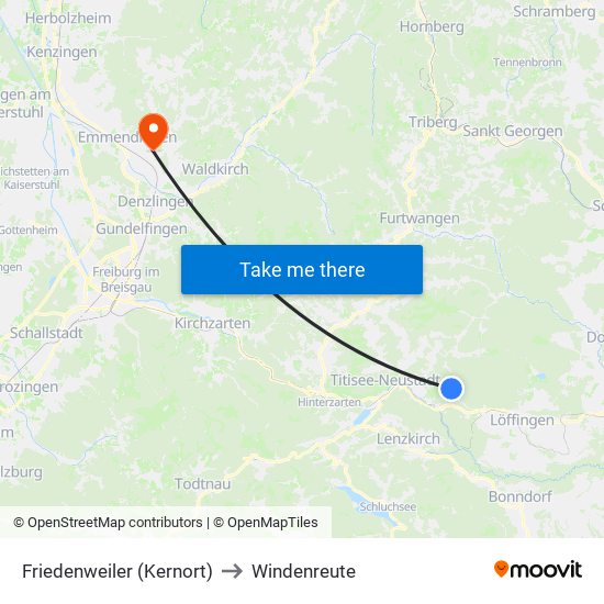 Friedenweiler (Kernort) to Windenreute map