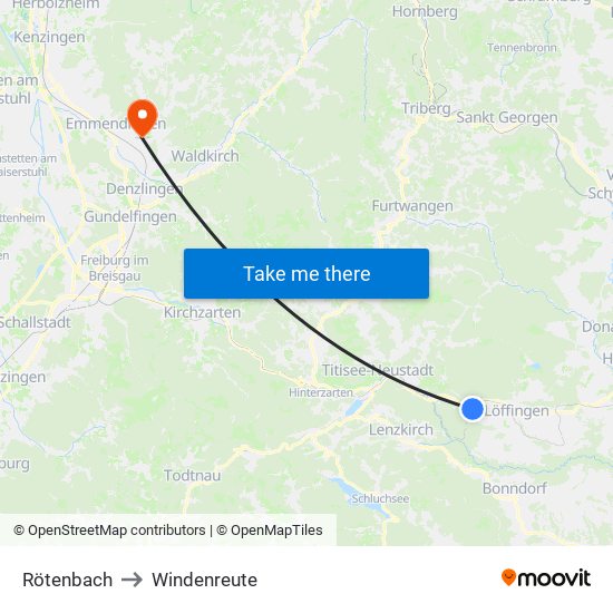 Rötenbach to Windenreute map