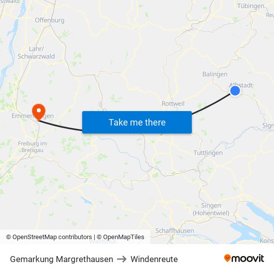 Gemarkung Margrethausen to Windenreute map
