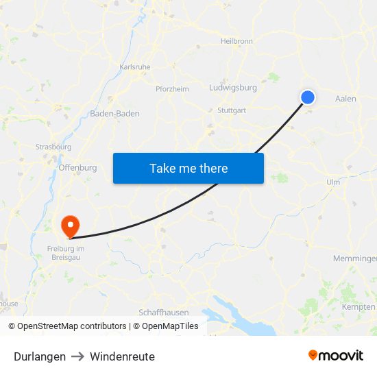 Durlangen to Windenreute map