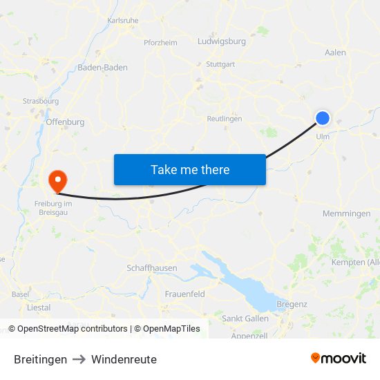 Breitingen to Windenreute map