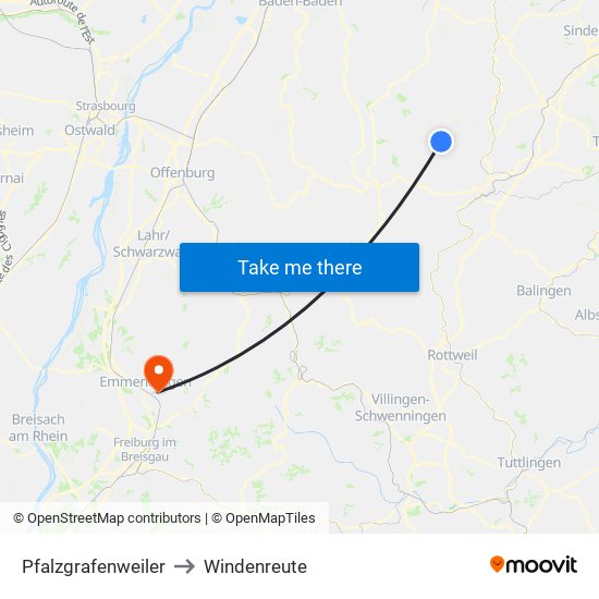 Pfalzgrafenweiler to Windenreute map