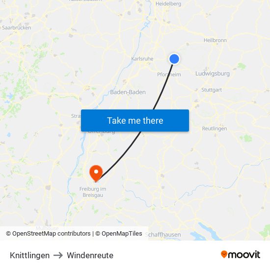 Knittlingen to Windenreute map