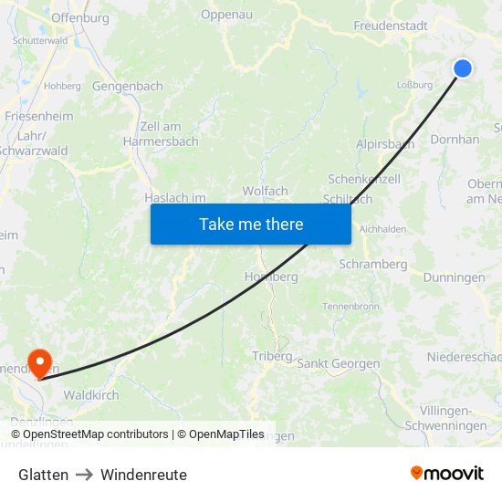 Glatten to Windenreute map