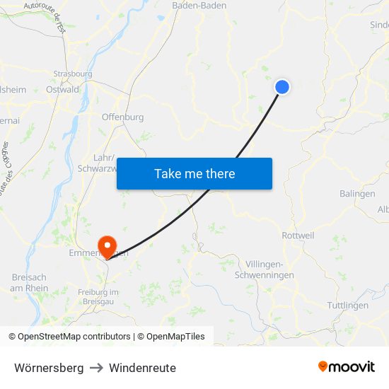 Wörnersberg to Windenreute map