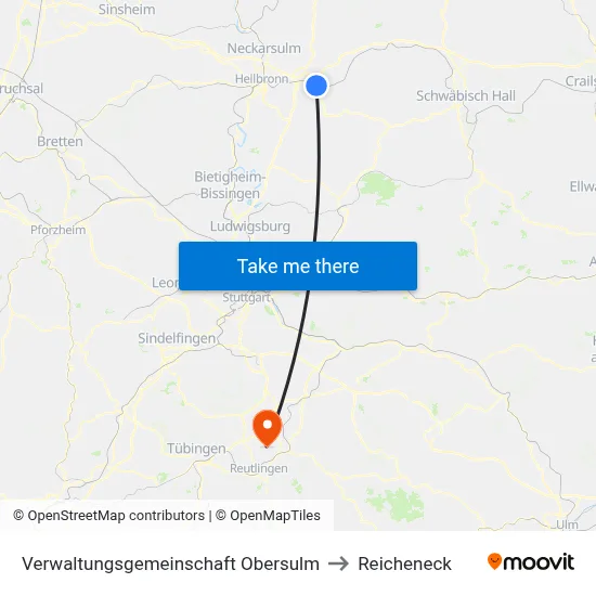 Verwaltungsgemeinschaft Obersulm to Reicheneck map