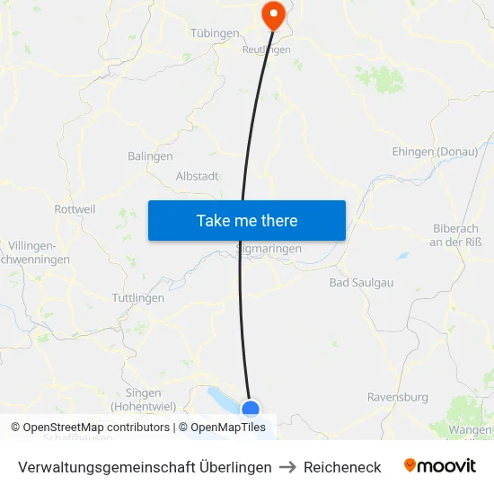 Verwaltungsgemeinschaft Überlingen to Reicheneck map