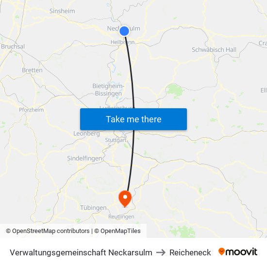 Verwaltungsgemeinschaft Neckarsulm to Reicheneck map