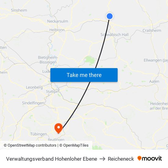 Verwaltungsverband Hohenloher Ebene to Reicheneck map