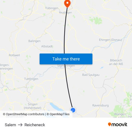 Salem to Reicheneck map