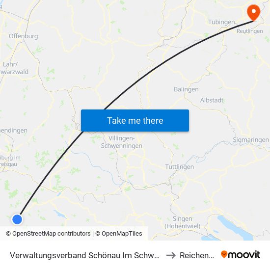 Verwaltungsverband Schönau Im Schwarzwald to Reicheneck map