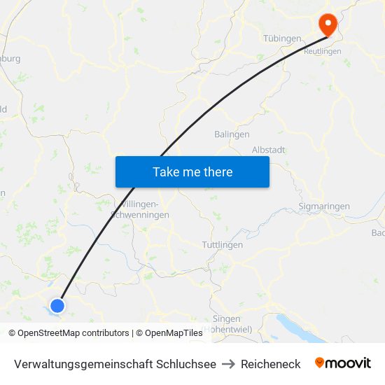 Verwaltungsgemeinschaft Schluchsee to Reicheneck map