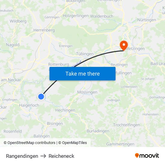 Rangendingen to Reicheneck map